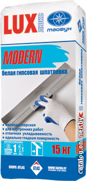 Шпатлевка гипс. Люкс MODERN усил. полимер. внутр., меш. 15 кг.